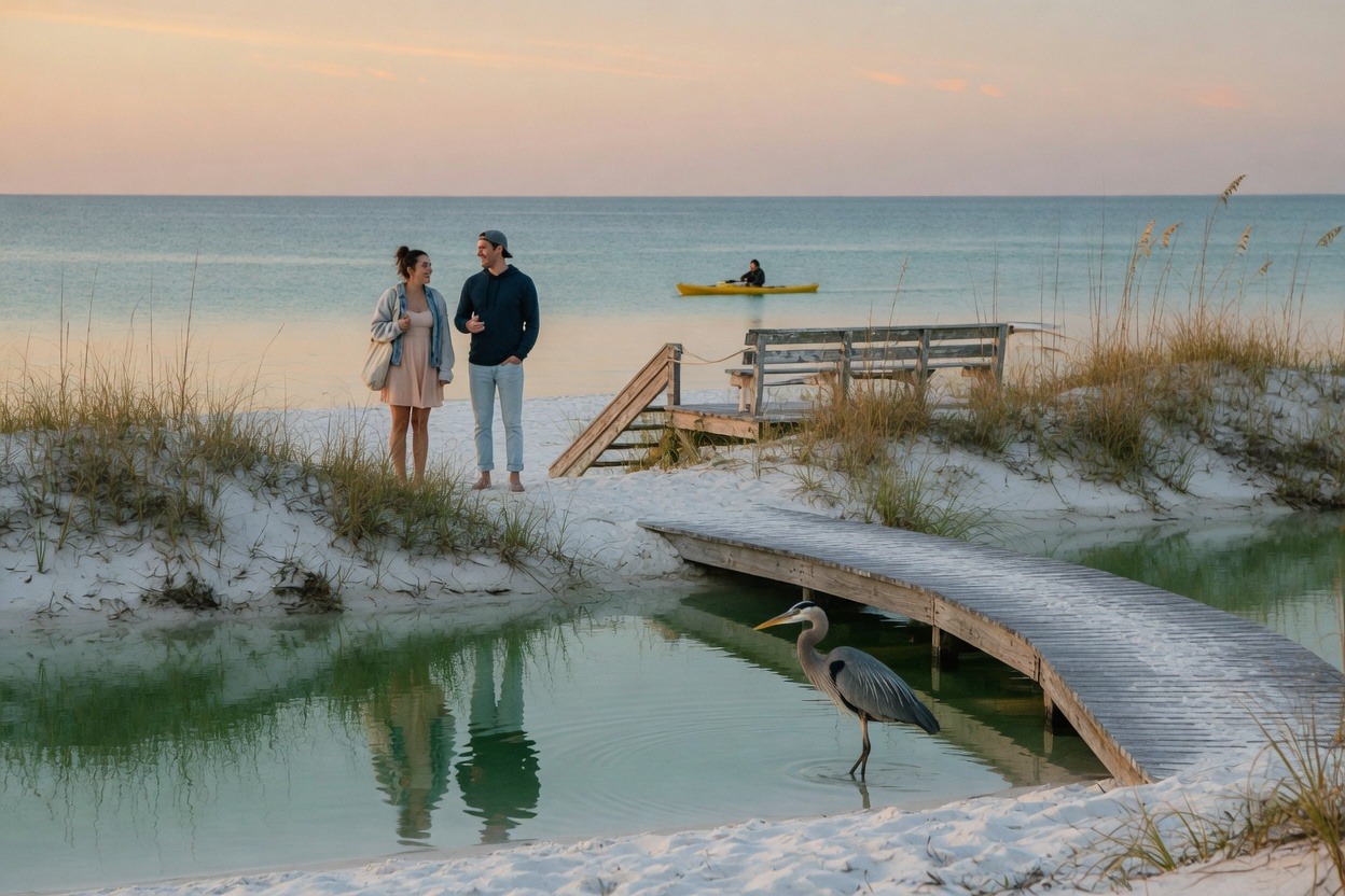 Sand in the Coffee, Vol. 99: your umbrella is a sail, and the wind knows it — daily from The Drift, Perdido Key OG
